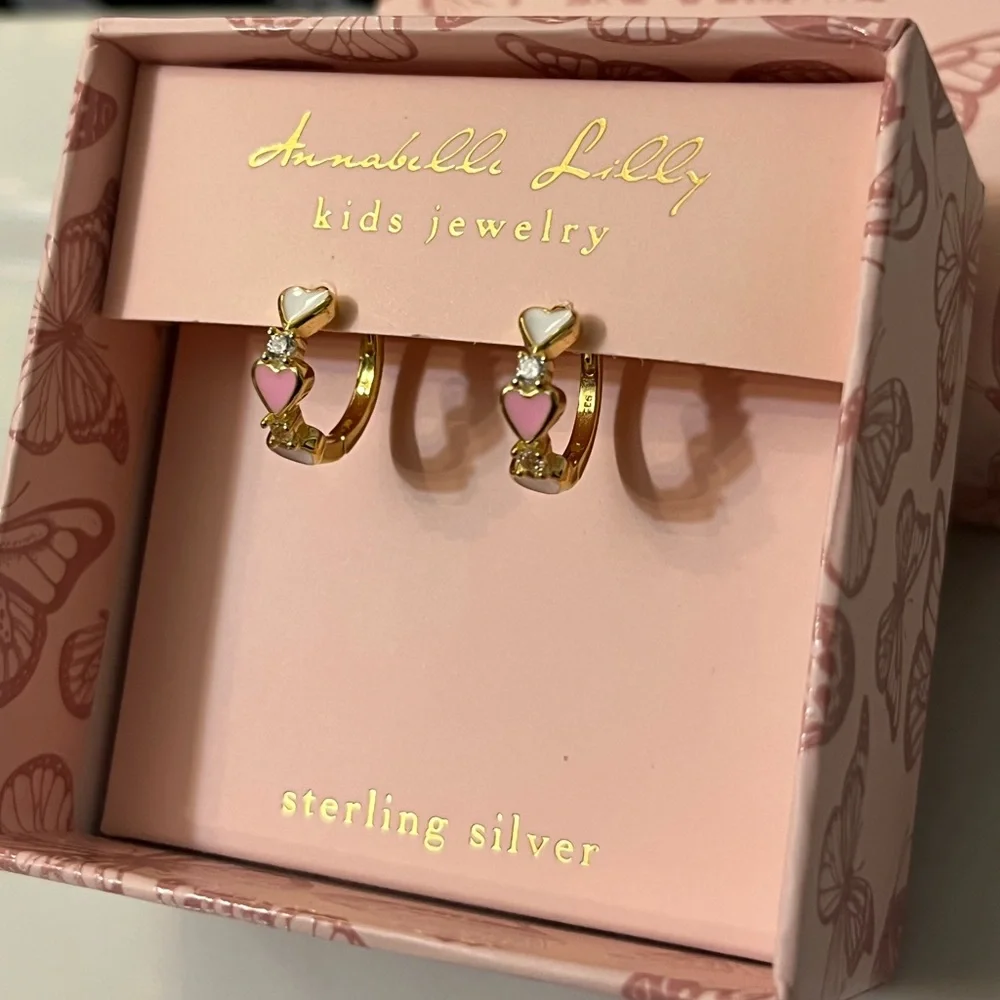 🛍️NIB Annabelle Lilly Gold and Pink Hoop Earrings